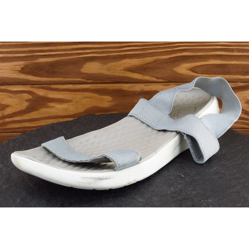 Crocs Sz 11 M Gray Ankle Strap Fabric Women Sandals